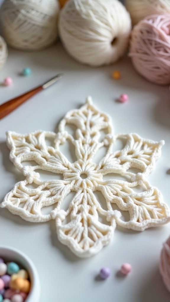 fluffy winter snowflakes falling