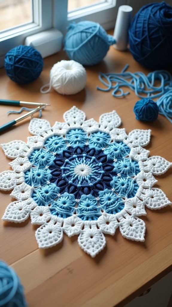 gradient crochet snowflake design