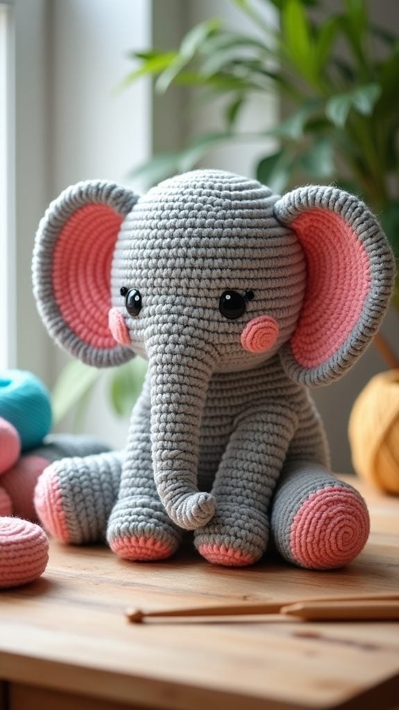 handmade crochet elephant pillow