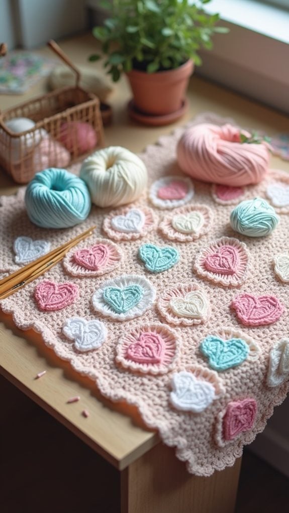 handmade crochet heart blanket