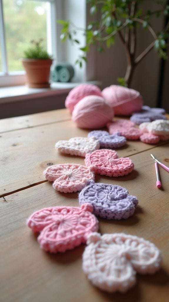 handmade crochet heart decorations