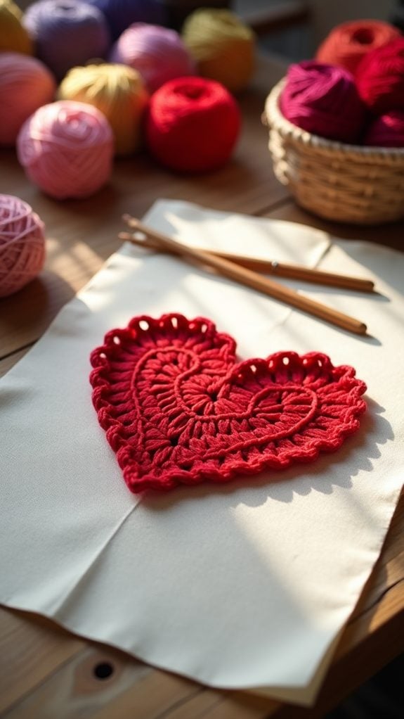 heart themed fabric design