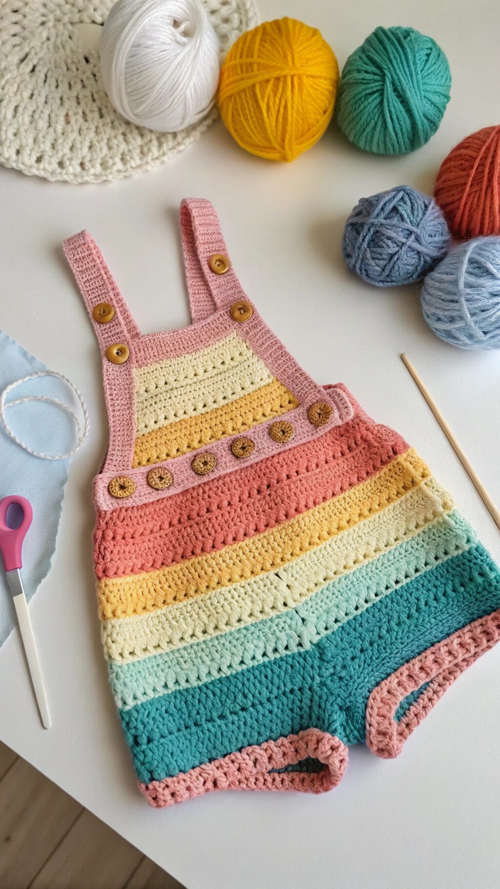 Vibrant Colorblock Crochet Romper