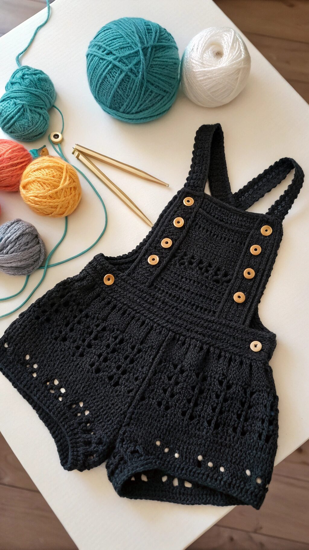 Classic Black Crochet Romper