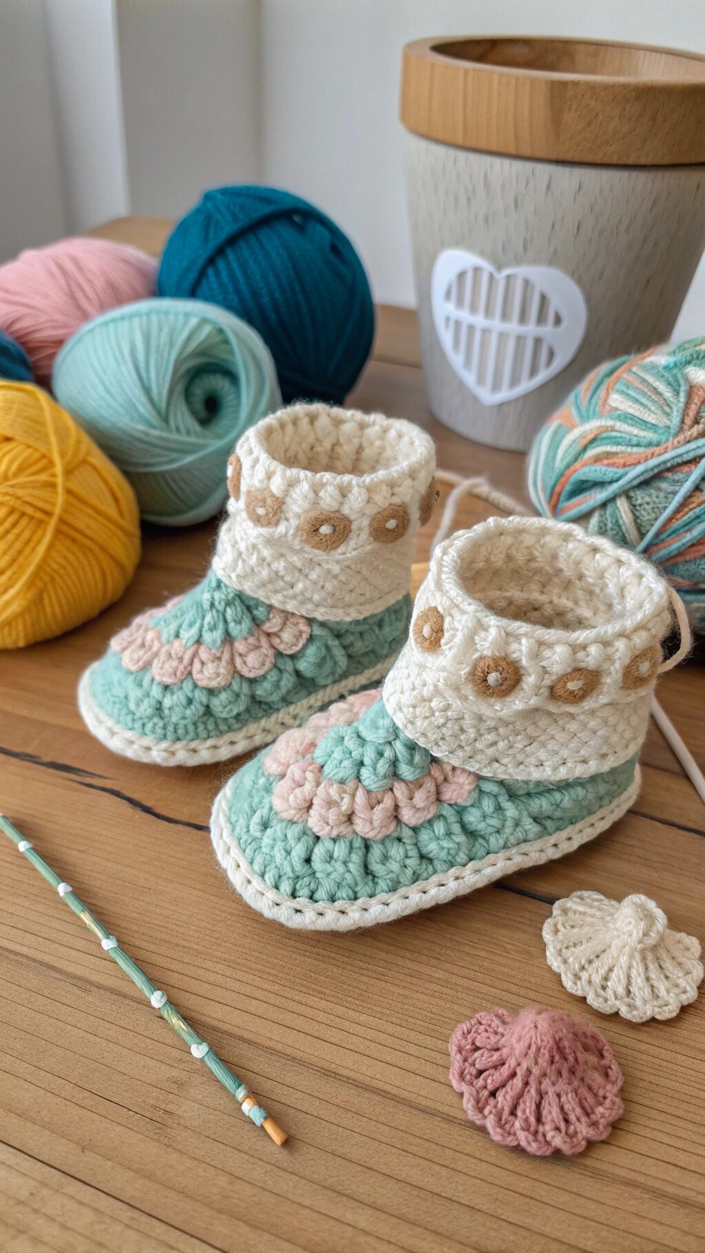 Textured Shell Stitch Booties