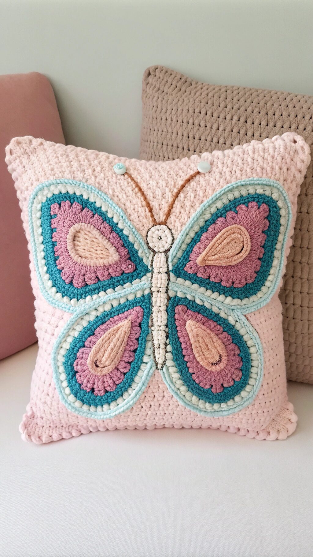 Crochet Butterfly Pillow