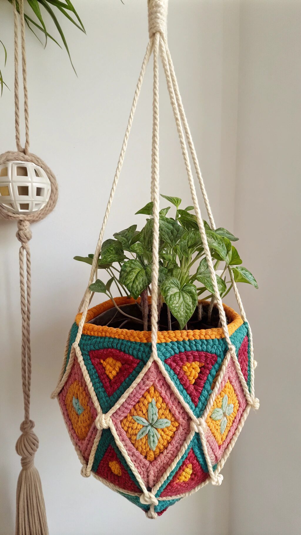 Geometric Crochet Hanging Planter