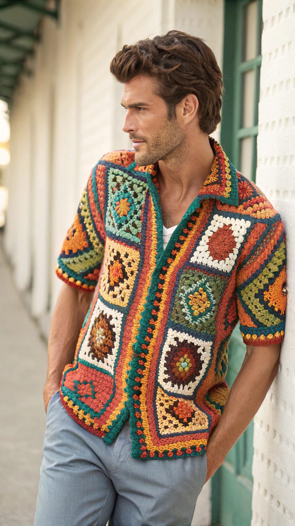 Colorful Bohemian Crochet Shirt