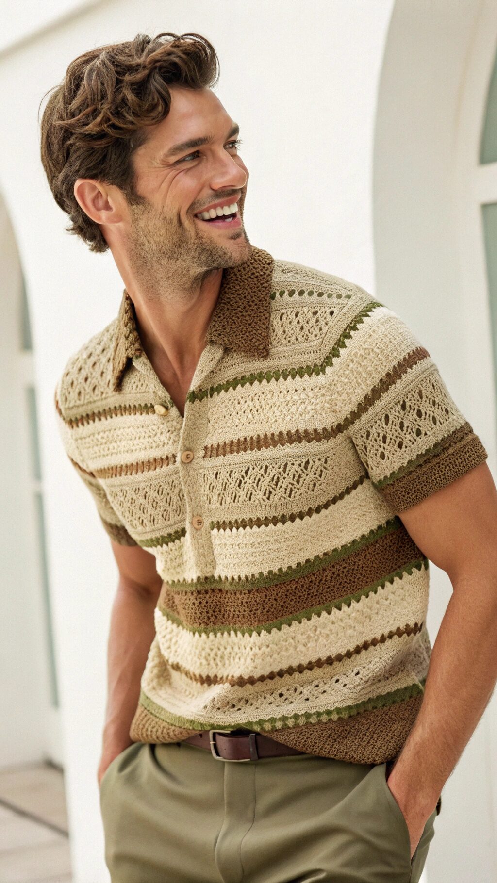 Earthy Tone Crochet Henley