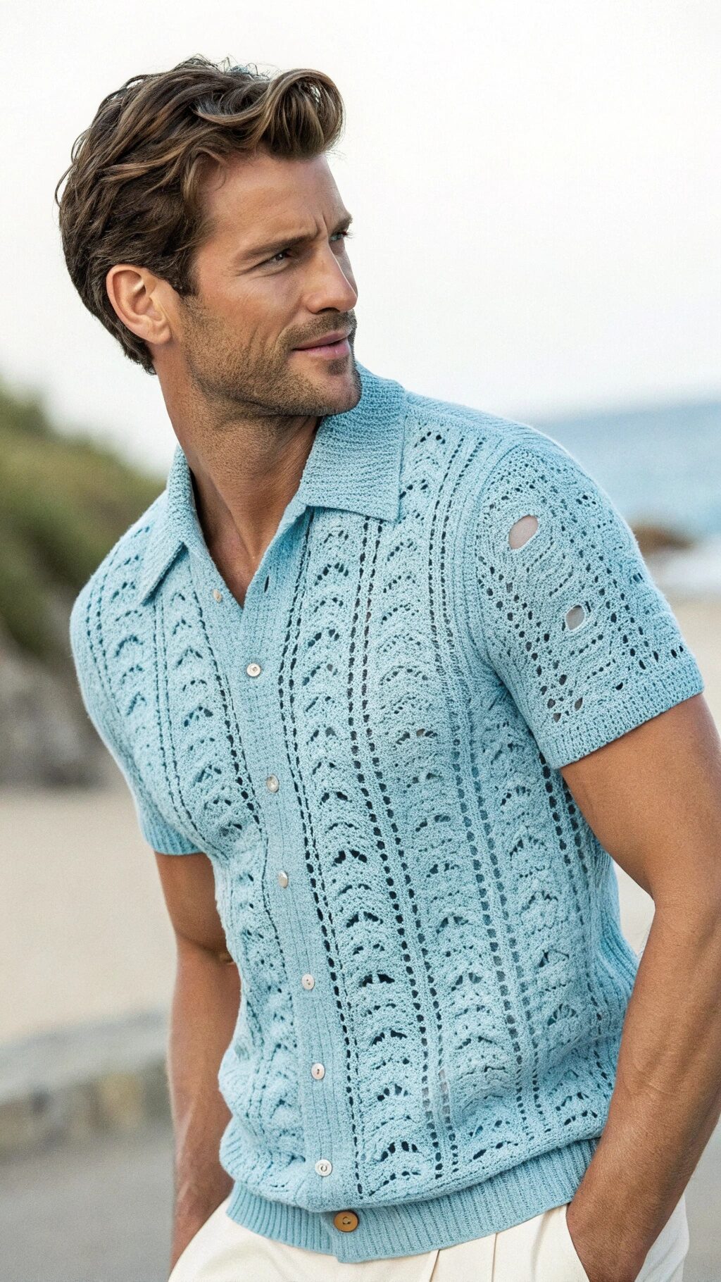 Short-Sleeve Crochet Blouse