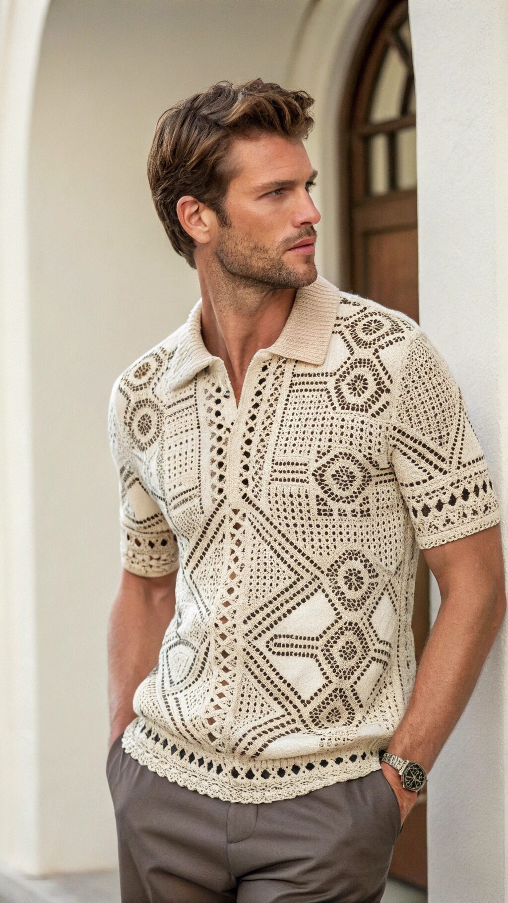 Artistic Crochet Graphic Shirt
