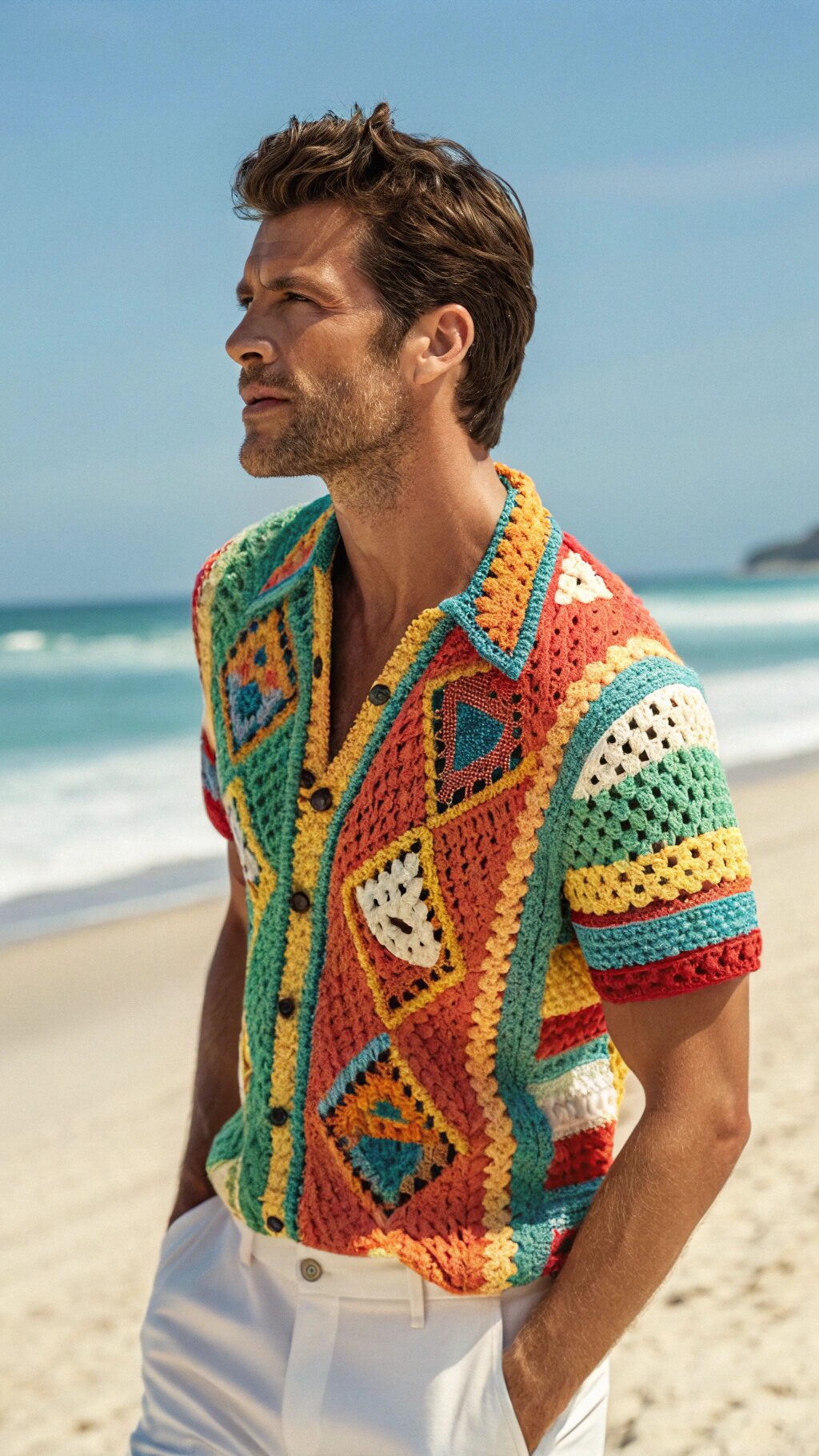 Trendy Crochet Beach Shirt