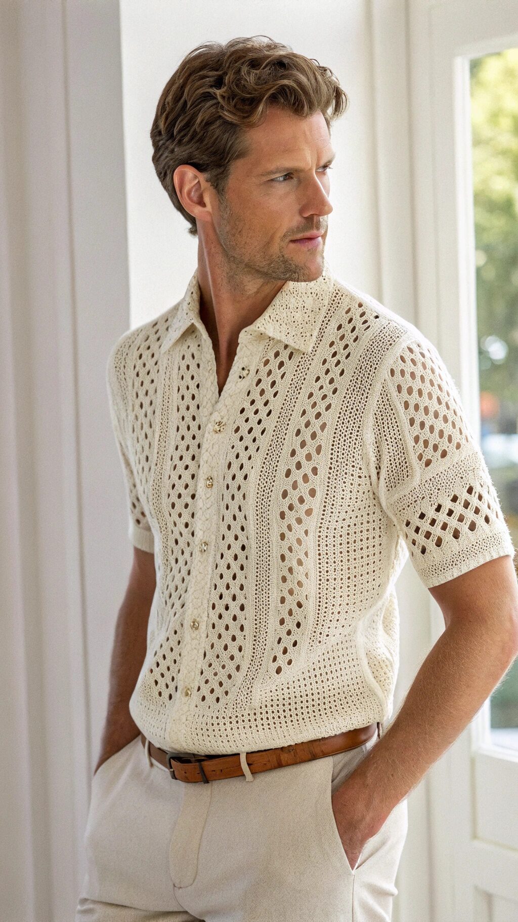 Tailored Crochet Dress Shirt