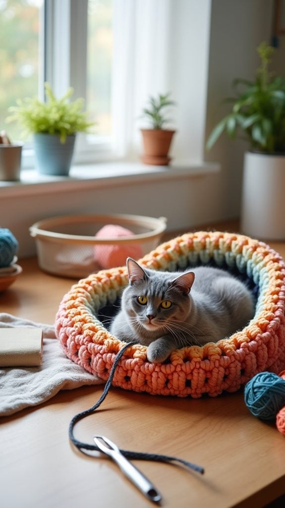 portable crochet cat bed