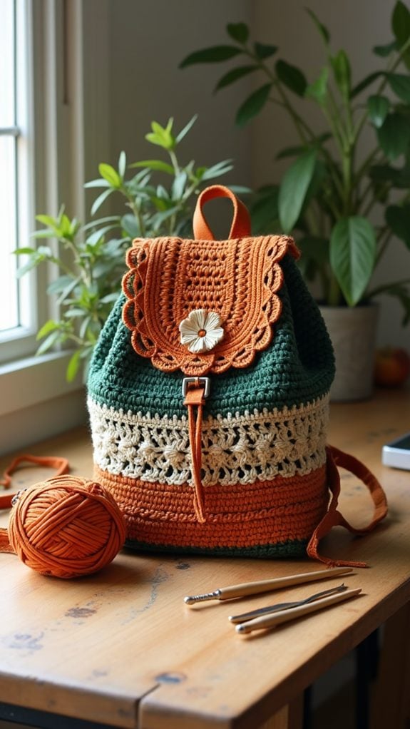 retro crochet backpack design