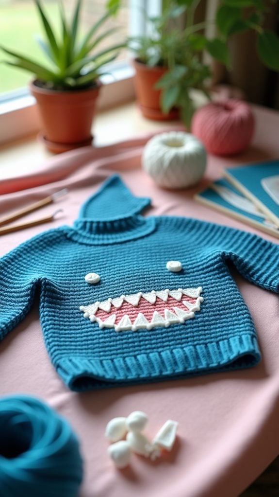 shark themed crochet sweater design