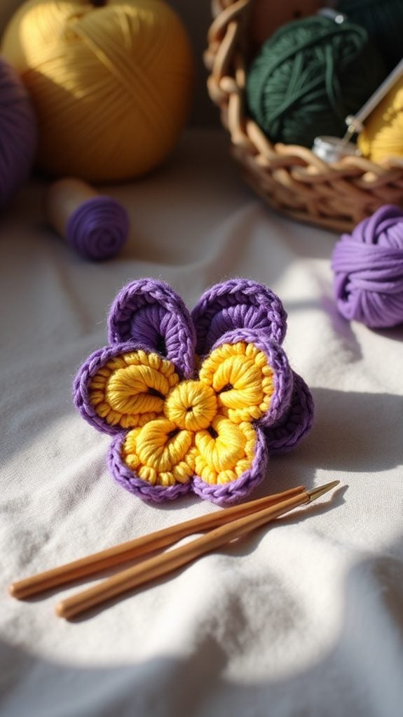 tiny crochet flower decoration