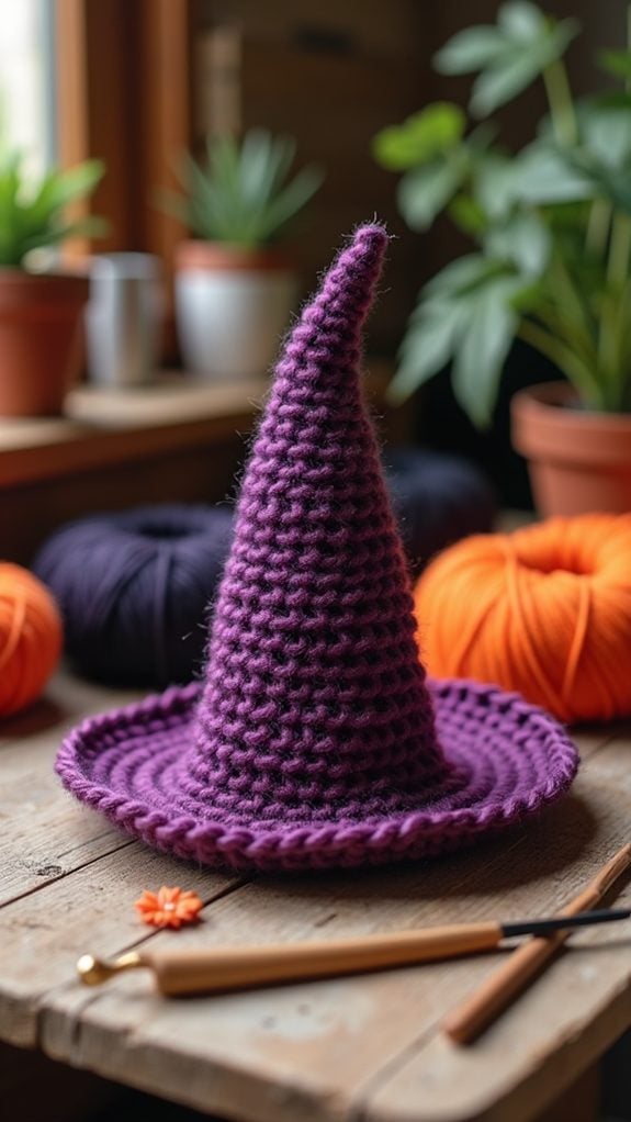 tiny crochet witch hat