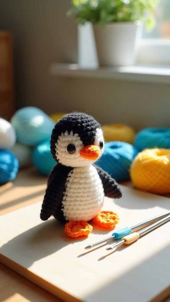 tiny handmade crochet penguin
