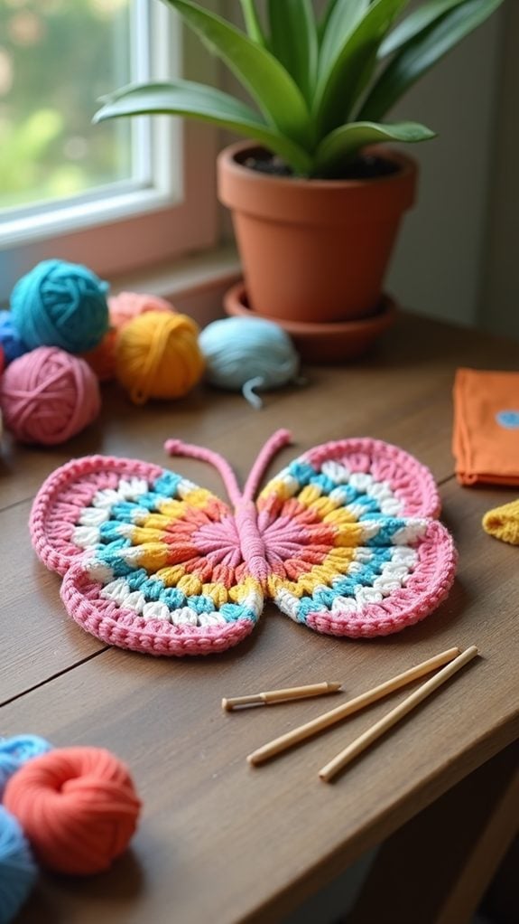 vibrant crochet butterfly design