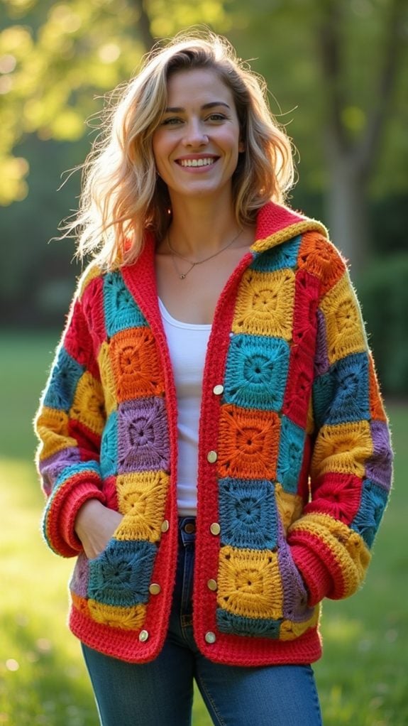 vibrant crochet hoodie design
