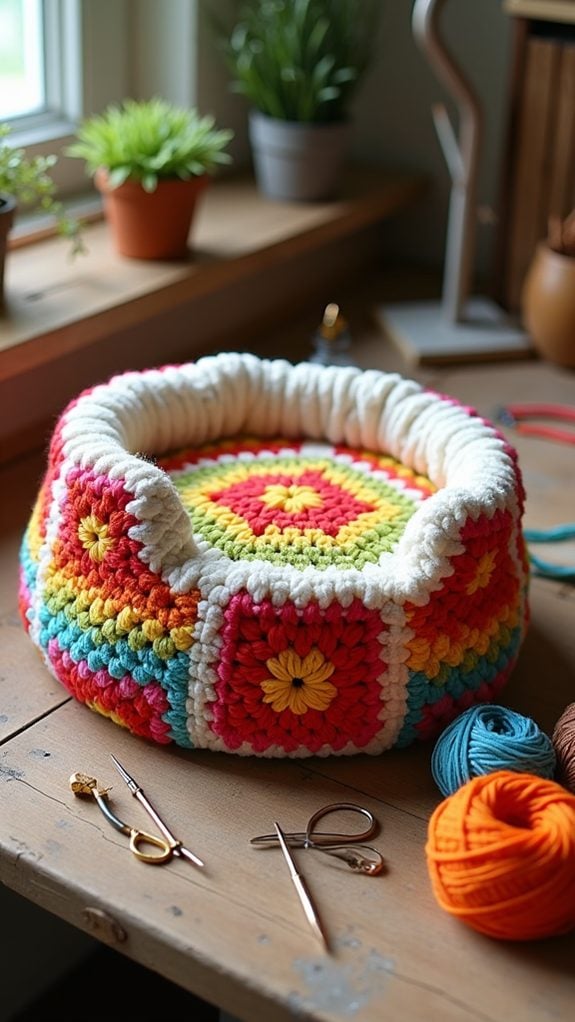 vibrant crochet quilt design
