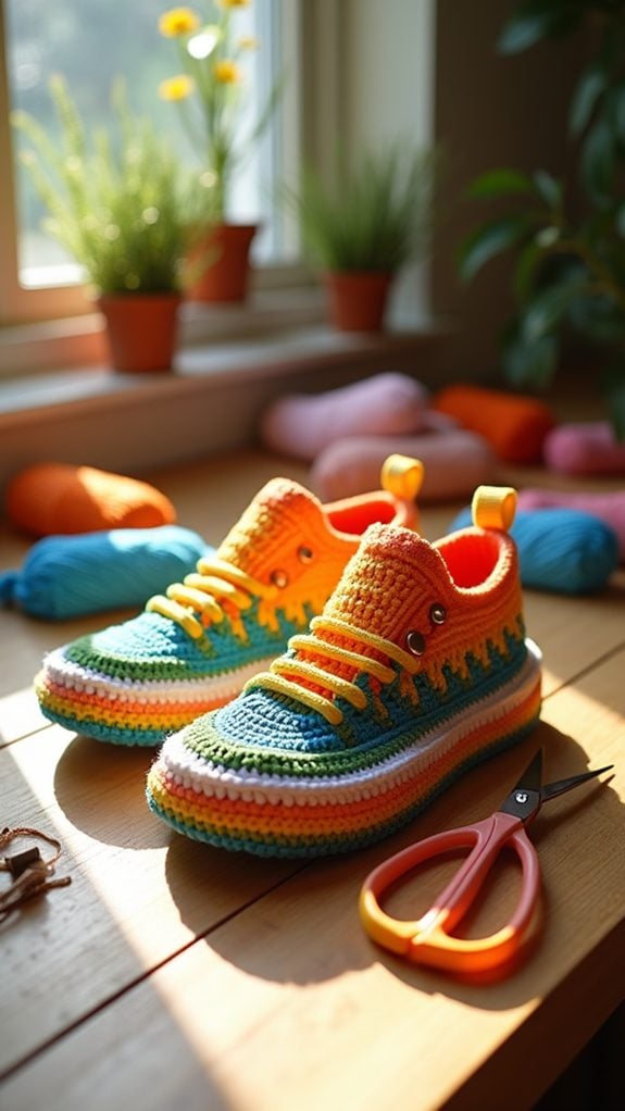 Pink & Blue Hand crochet sneakers made in Italy main image 0