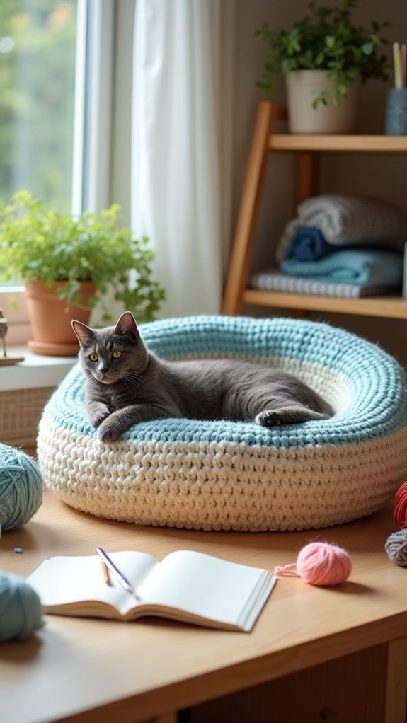 warm feline crochet nest
