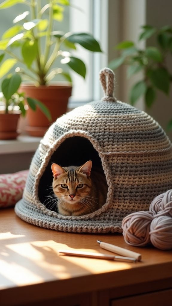 warm handmade feline hideaway