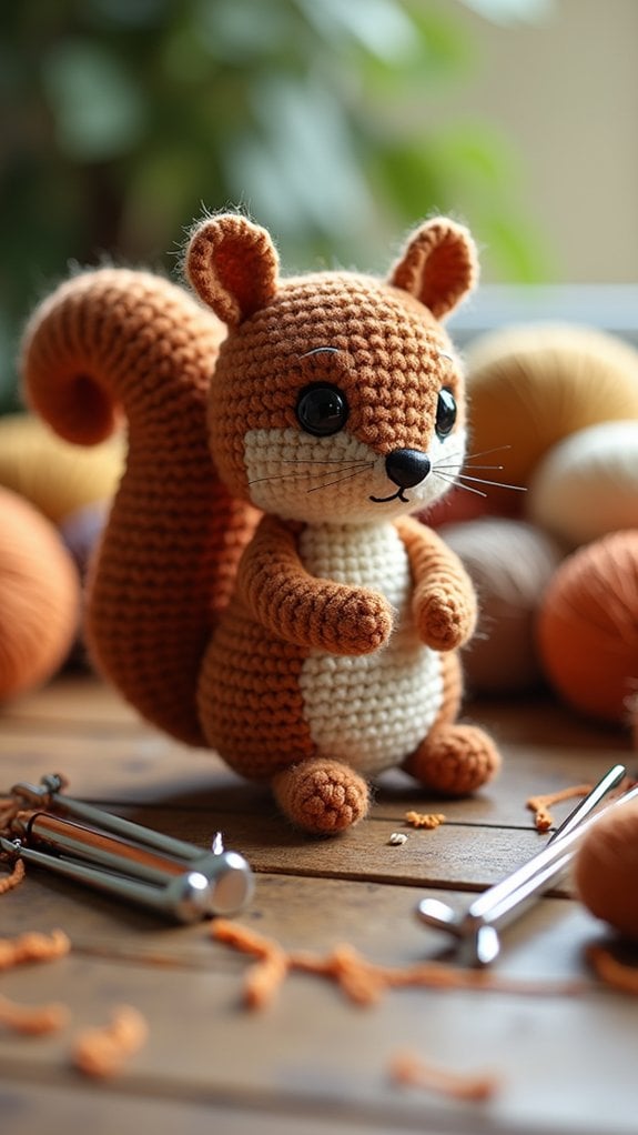 adorable crocheted squirrel toy