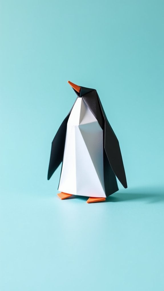 adorable folded paper penguin