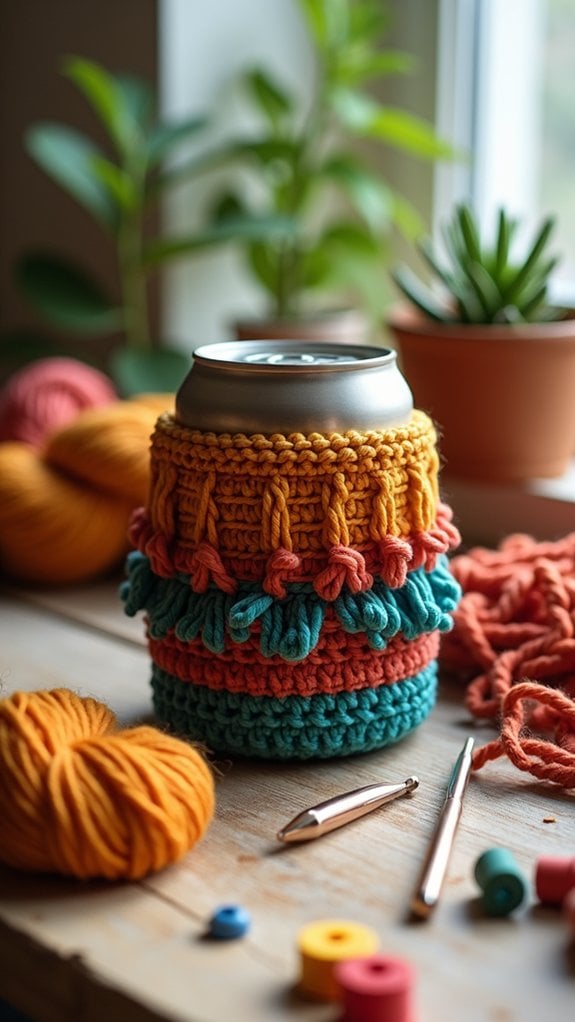 bohemian themed drink koozie