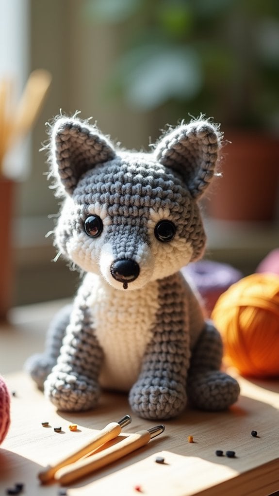 cozy woodland wolf plush
