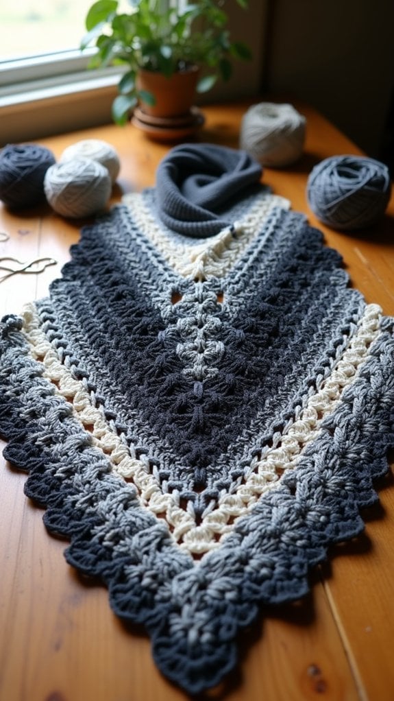 crochet shawl featuring wolf