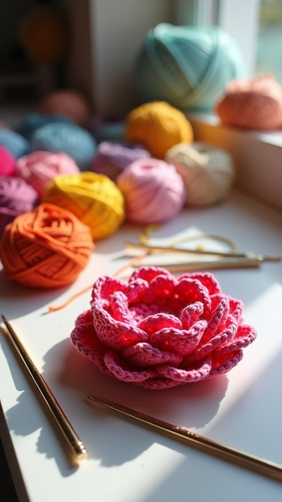 crocheted floral square motif