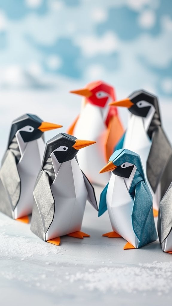 folded paper penguin art