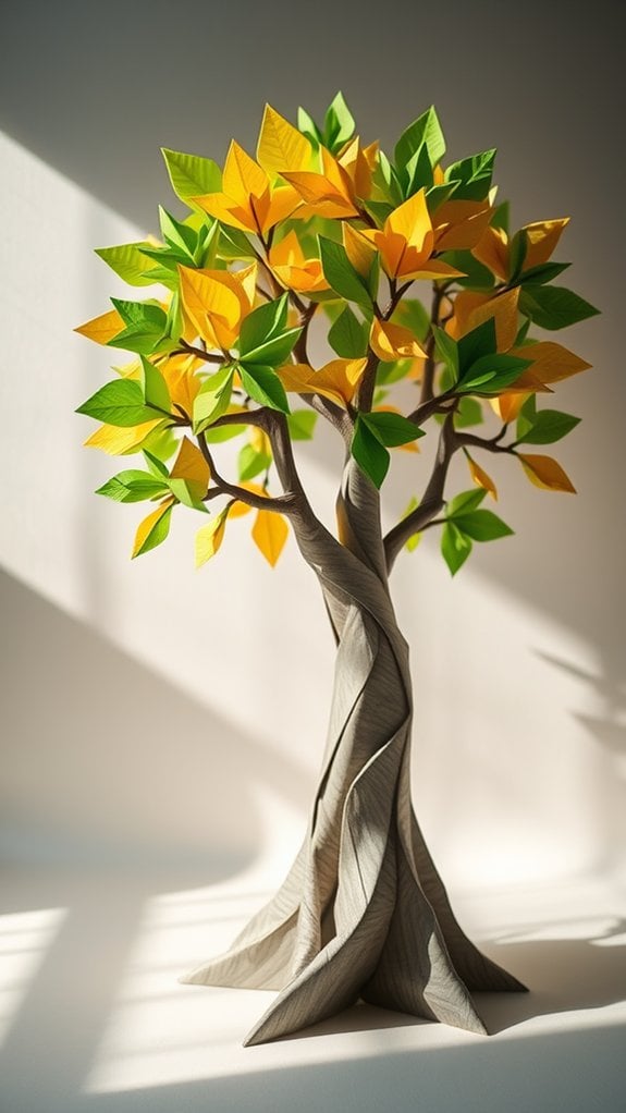 folded paper tree art