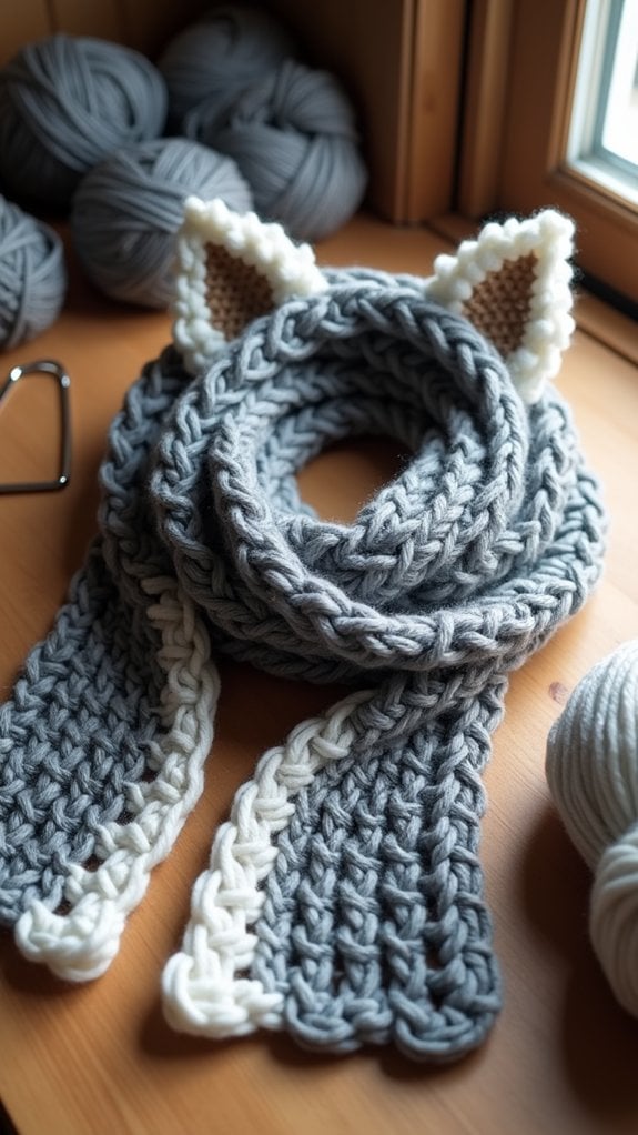 furry wolf ear scarf