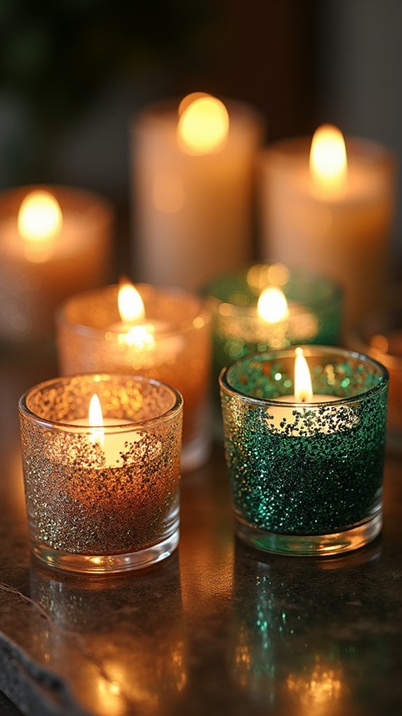 glittering decorative candle holders