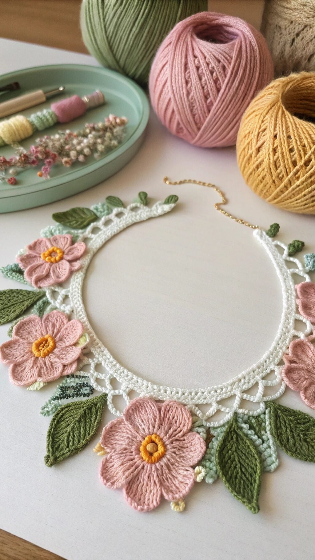 Floral Motif Crochet Collar