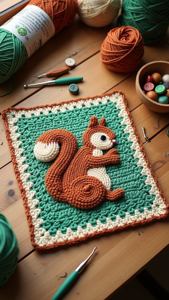 squirrel themed cozy blanket square