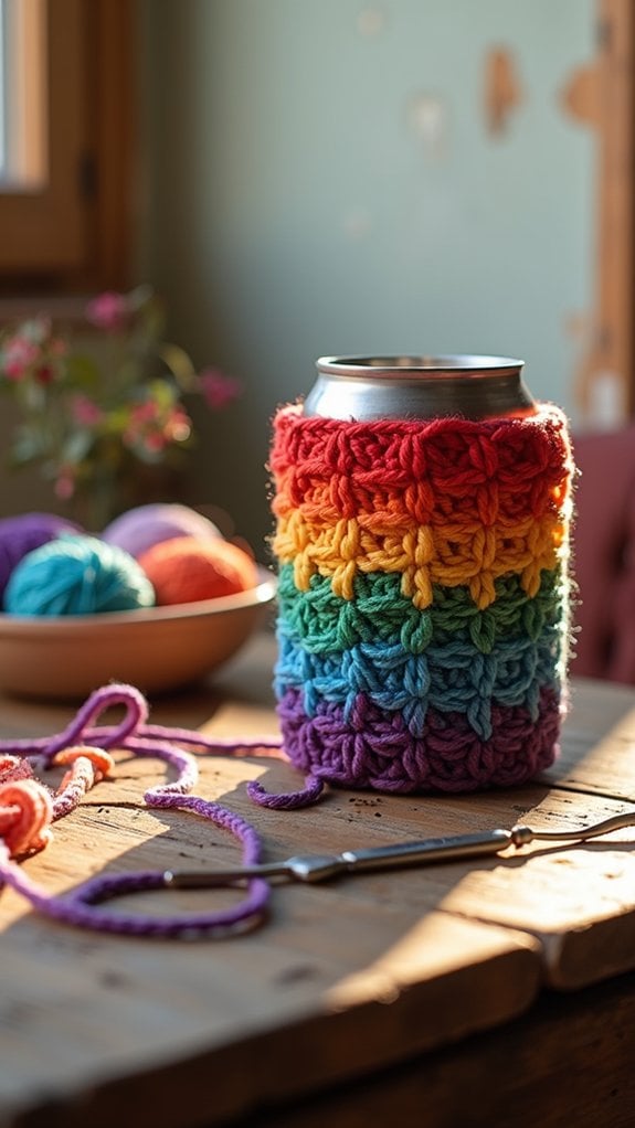 vibrant rainbow drink holder