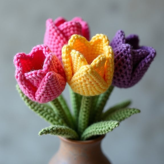 colorful trio of tulips