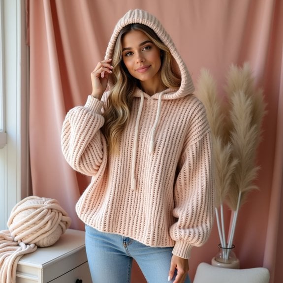 cozy ribbed crochet hoodie