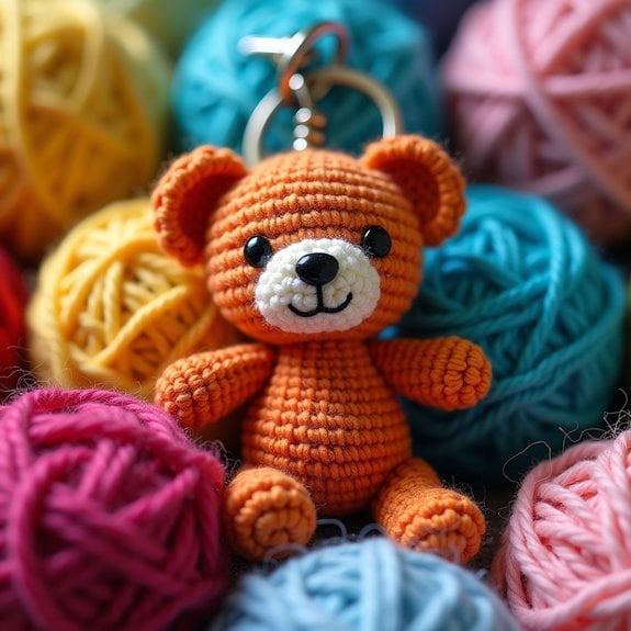 crochet bear keychain accessory