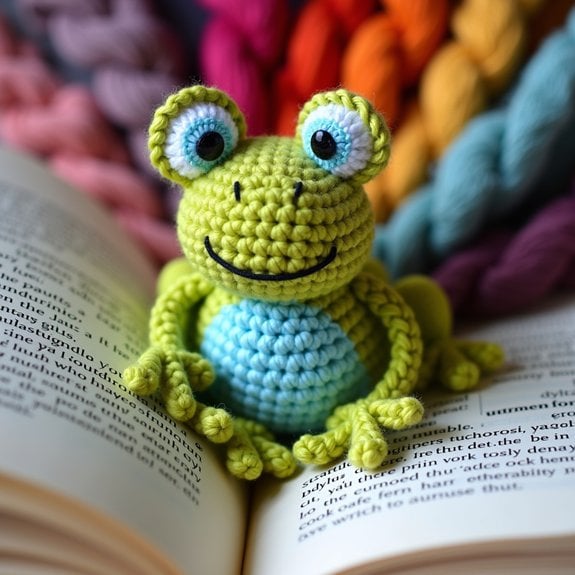 crochet frog shaped bookmark