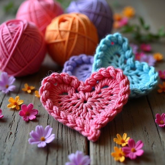 crochet heart shaped bookmark design