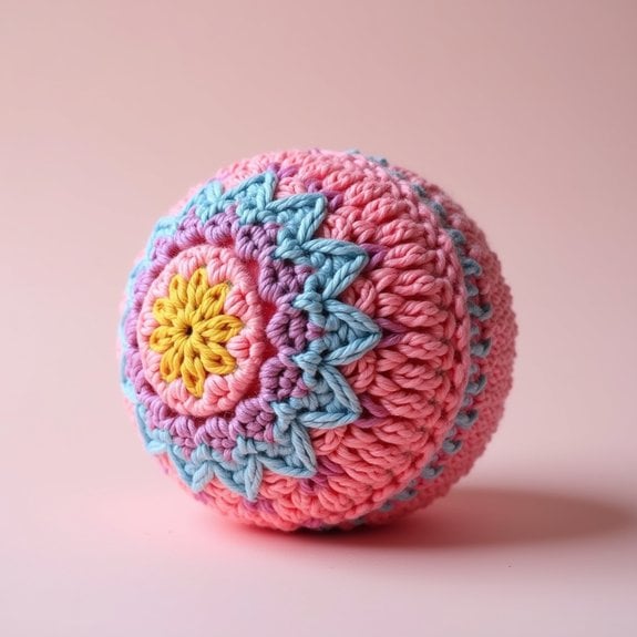 crocheted ball with texture