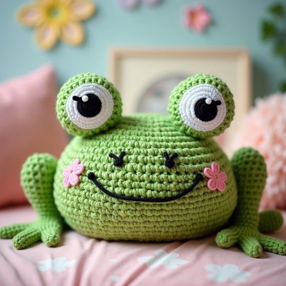 cute plush frog cushion