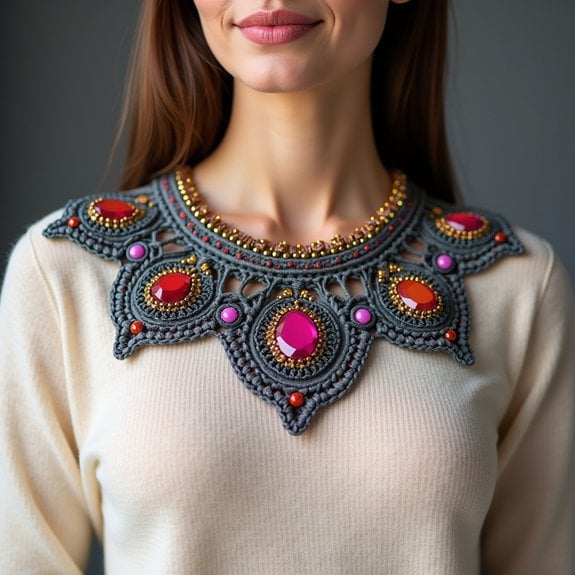 decorative crochet beaded collar